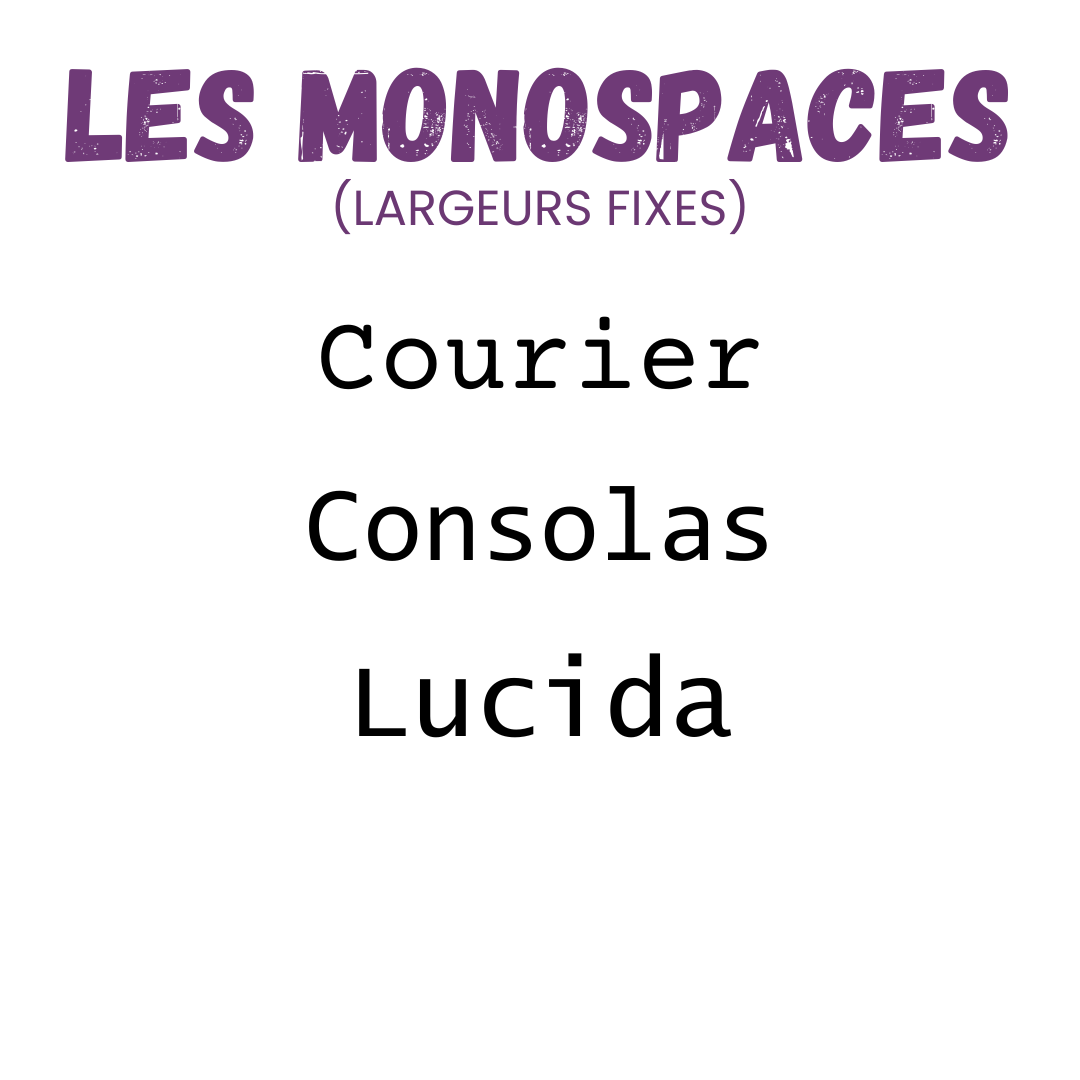 typos monospaces, courier, consolas, lucida